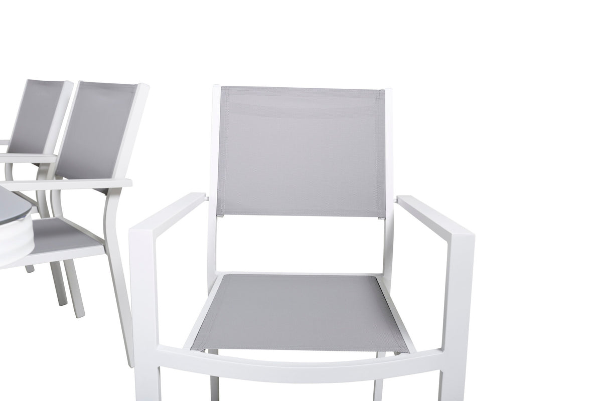 Virya Outdoor-Tischset + Copacabana 200cm/6St. in Grau präsentiert im Onlineshop von KAQTU Design AG. Gartentischset ist von Venture Home