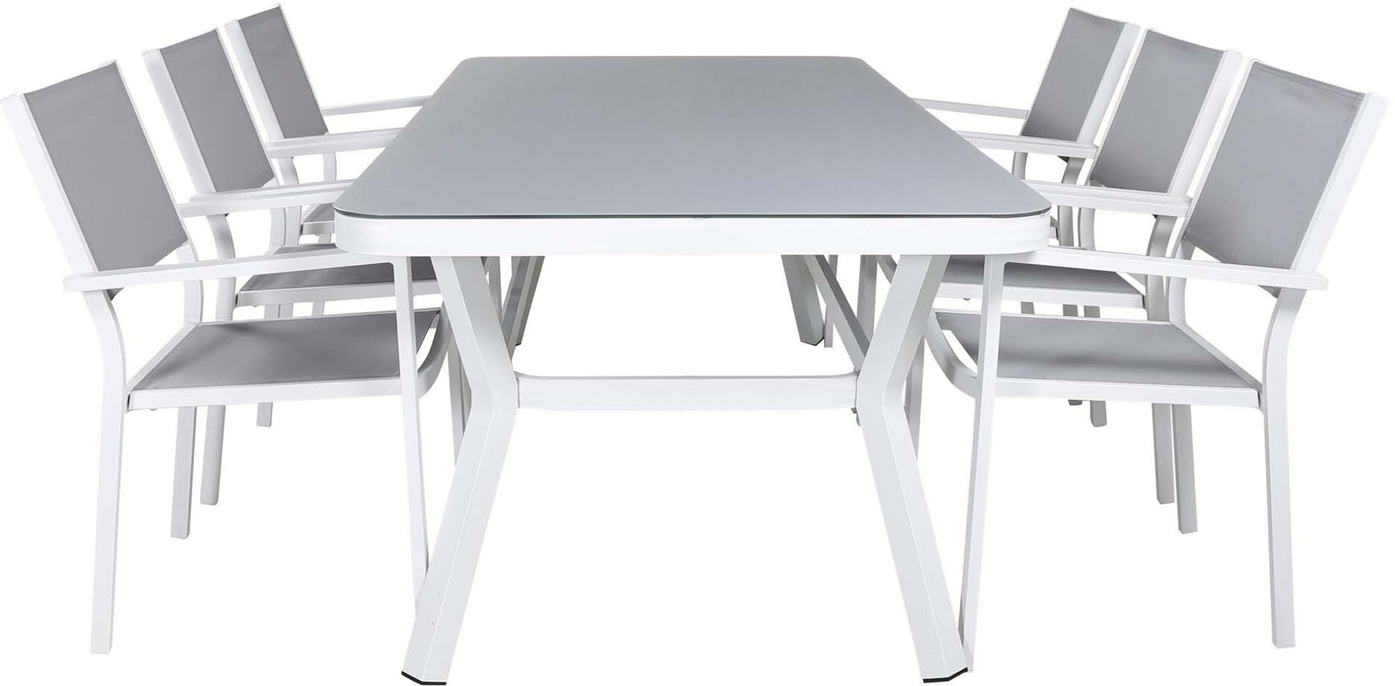 Virya Outdoor-Tischset + Copacabana 200cm/6St. in Grau präsentiert im Onlineshop von KAQTU Design AG. Gartentischset ist von Venture Home