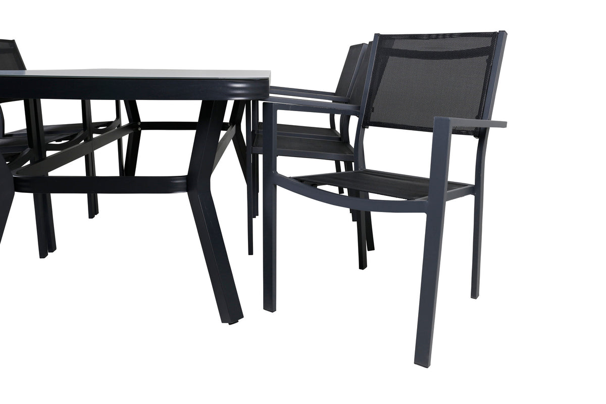 Virya Outdoor-Tischset + Copacabana 200cm/6St. in Schwarz präsentiert im Onlineshop von KAQTU Design AG. Gartentischset ist von Venture Home