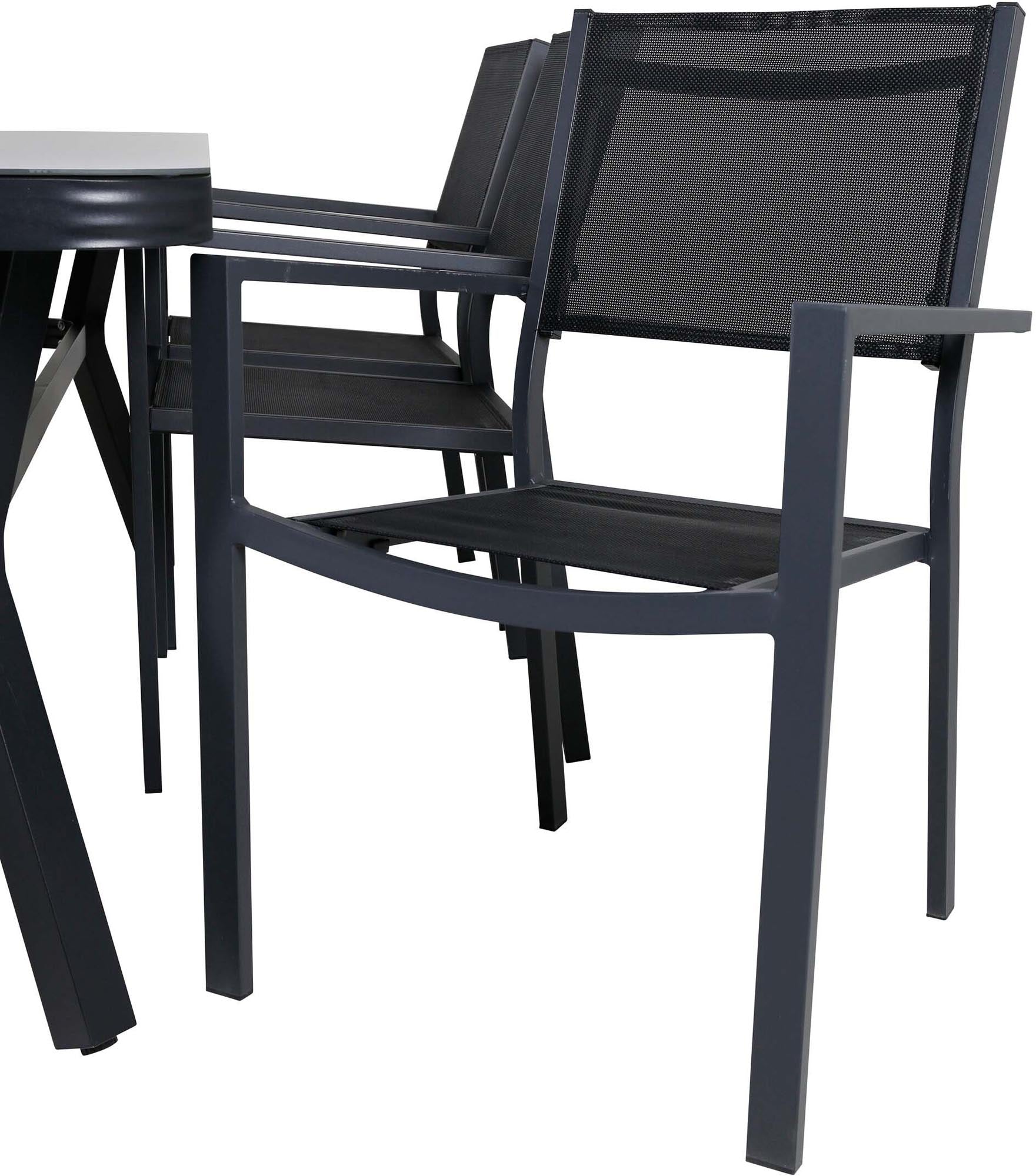 Virya Outdoor-Tischset + Copacabana 200cm/6St. in Schwarz präsentiert im Onlineshop von KAQTU Design AG. Gartentischset ist von Venture Home