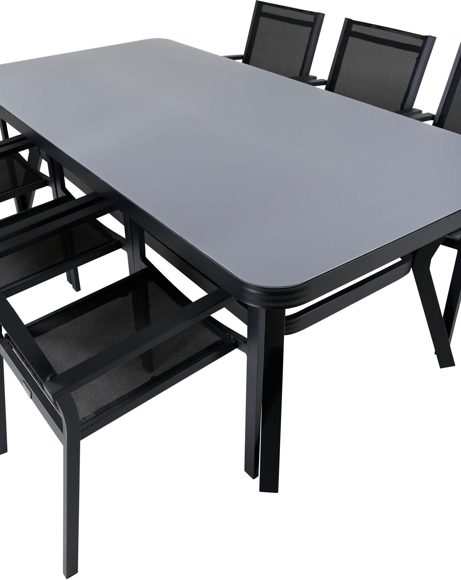 Virya Outdoor-Tischset + Copacabana 200cm/6St. in Schwarz präsentiert im Onlineshop von KAQTU Design AG. Gartentischset ist von Venture Home