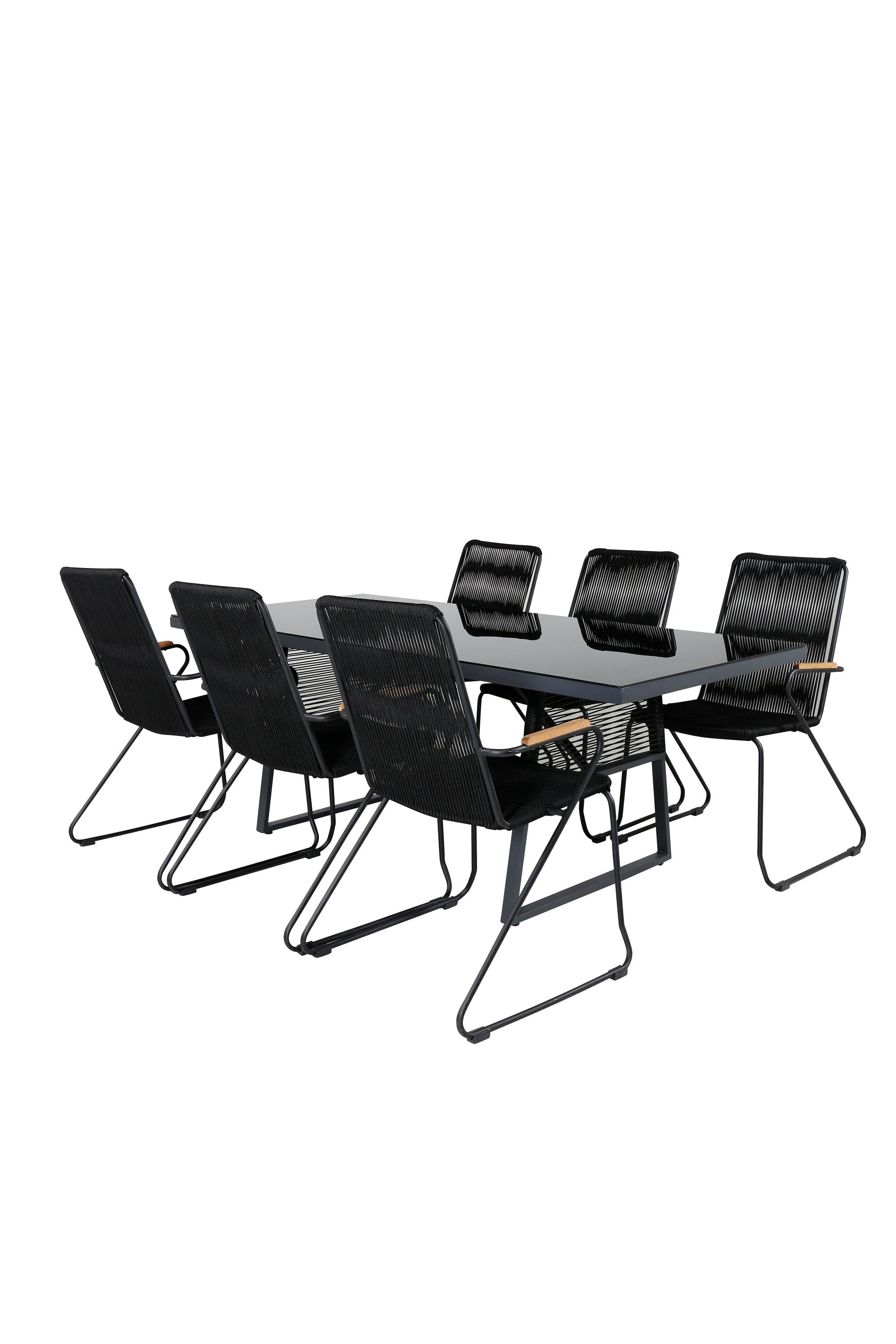 Dallas Gartentisch Set in Schwarz/ Natur präsentiert im Onlineshop von KAQTU Design AG. Gartentischset ist von Venture Home