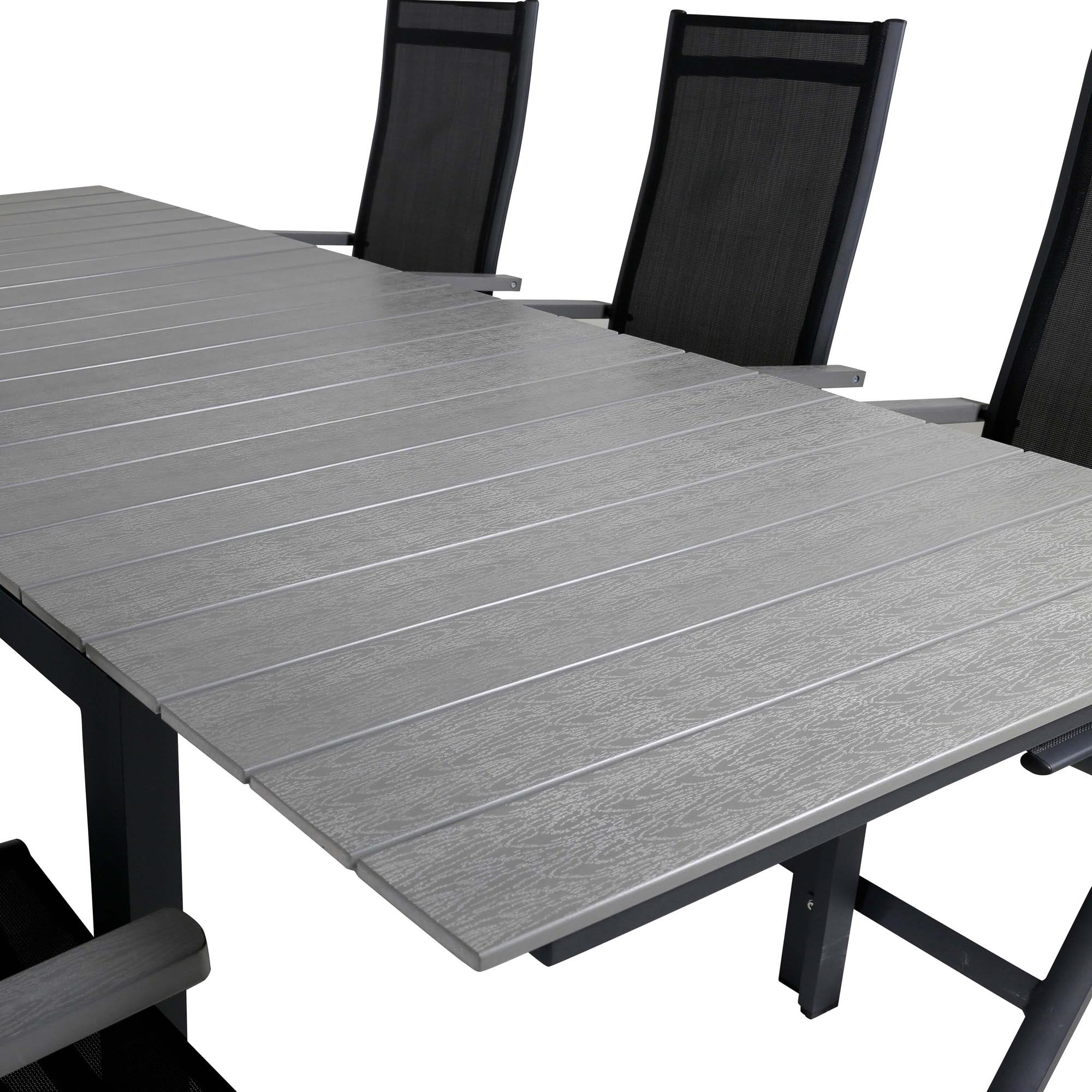 Stylisches, erweiterbares Tischset mit Albany Stühlen für gesellige Momente im Freien. Ideal für Gartenpartys und entspannte Abende.