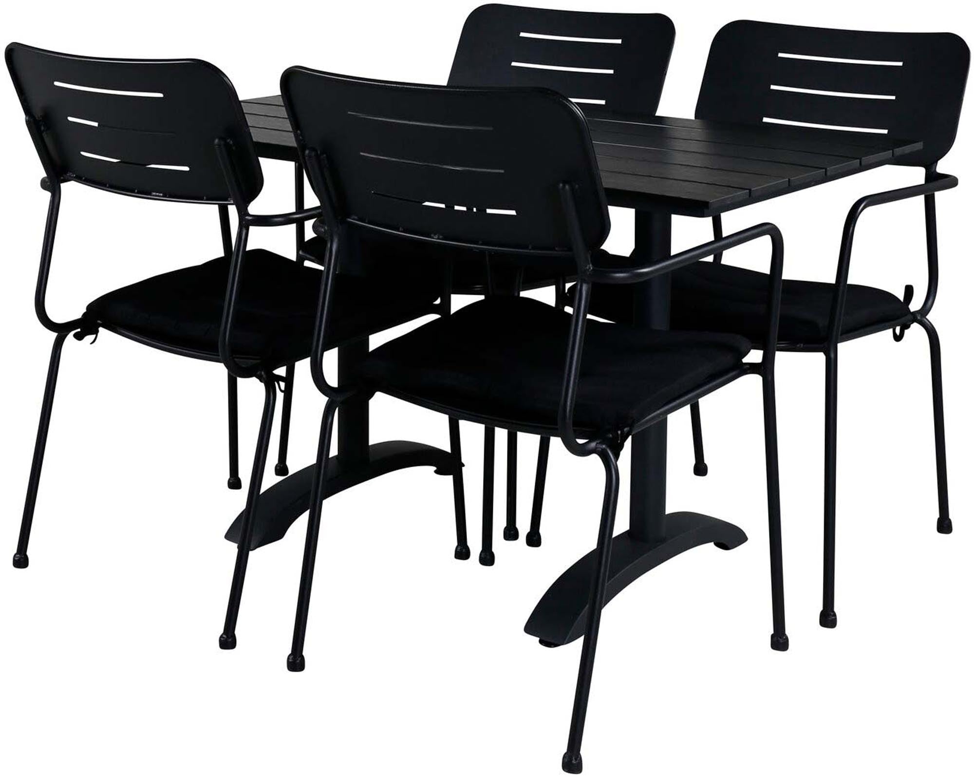 Denver Outdoor-Tischset + Nicke 120cm/4St. in Schwarz präsentiert im Onlineshop von KAQTU Design AG. Gartentischset ist von Venture Home