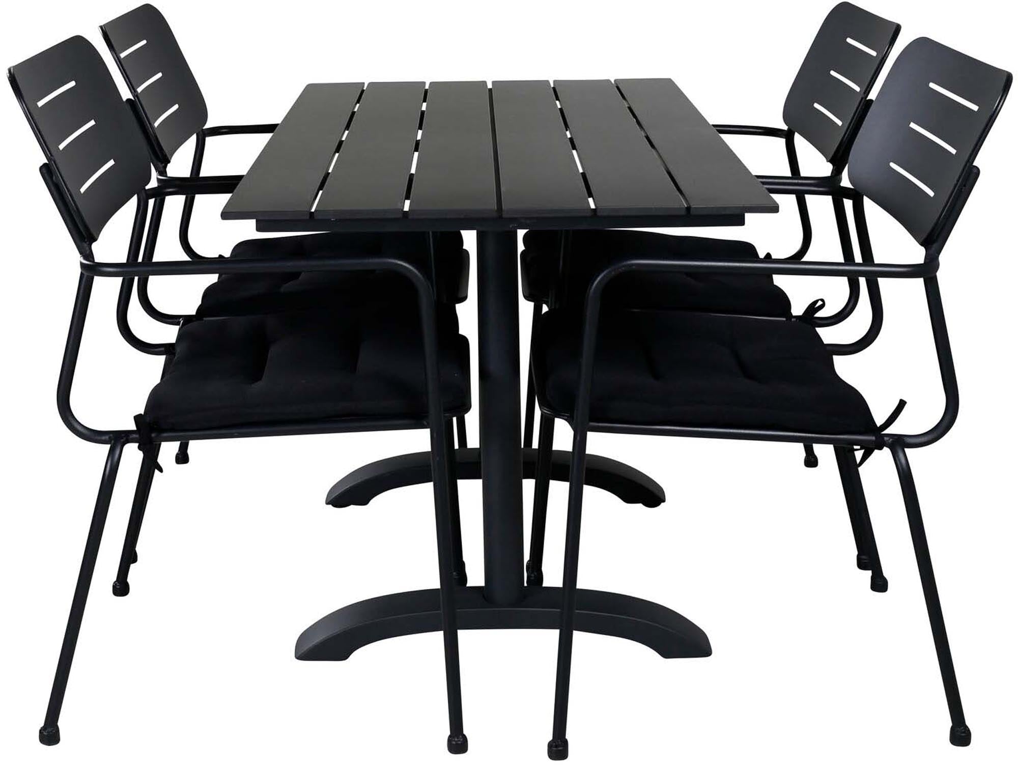 Denver Outdoor-Tischset + Nicke 120cm/4St. in Schwarz präsentiert im Onlineshop von KAQTU Design AG. Gartentischset ist von Venture Home