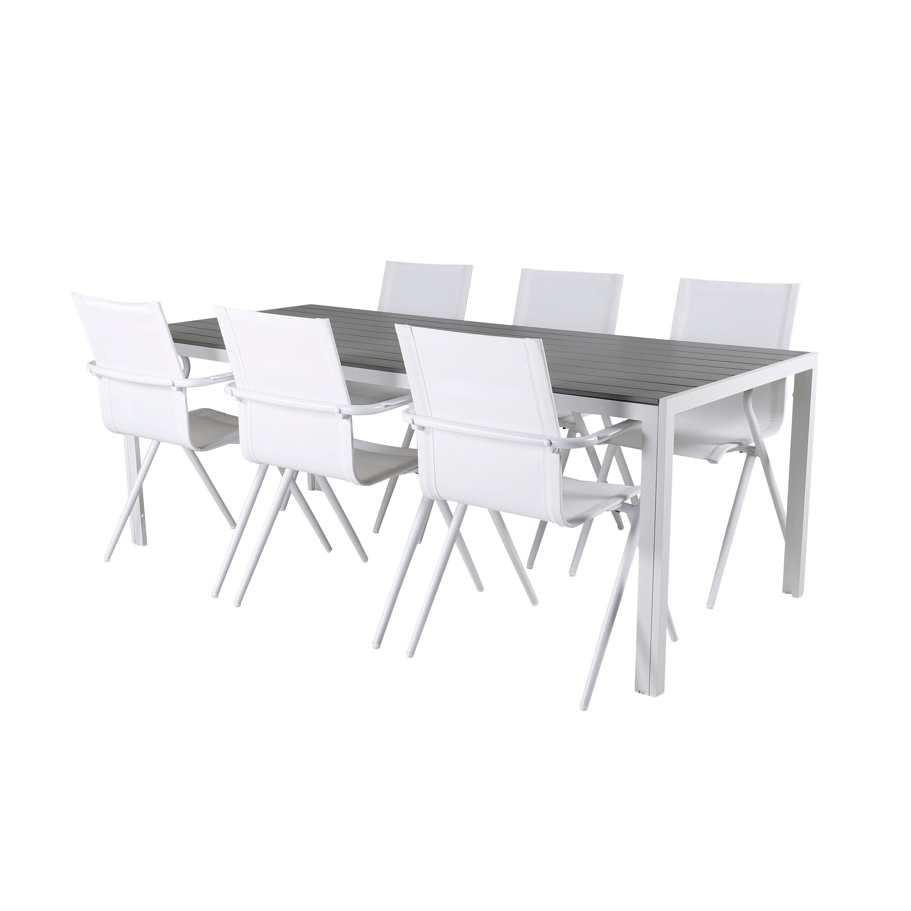 Break Outdoor-Tischset + Alina 205cm/6St. in Weiss präsentiert im Onlineshop von KAQTU Design AG. Gartentischset ist von Venture Home