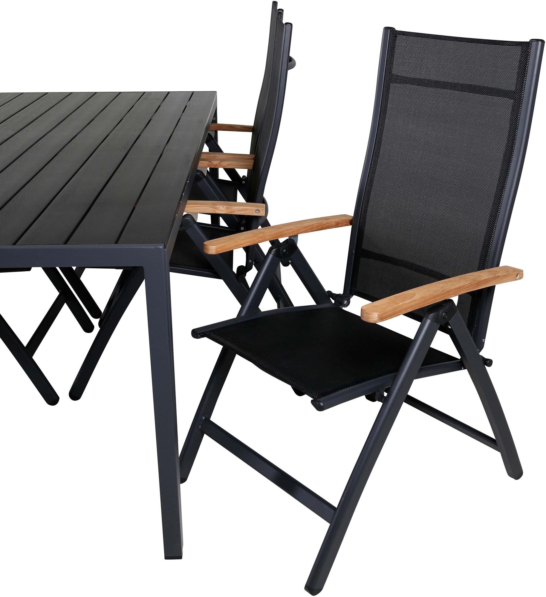 Stilvolles Gartenset: Break Outdoor-Tisch 205cm + 6 Panama-Stühle, komfortabel, wetterfest, ideal für gesellige Abende.