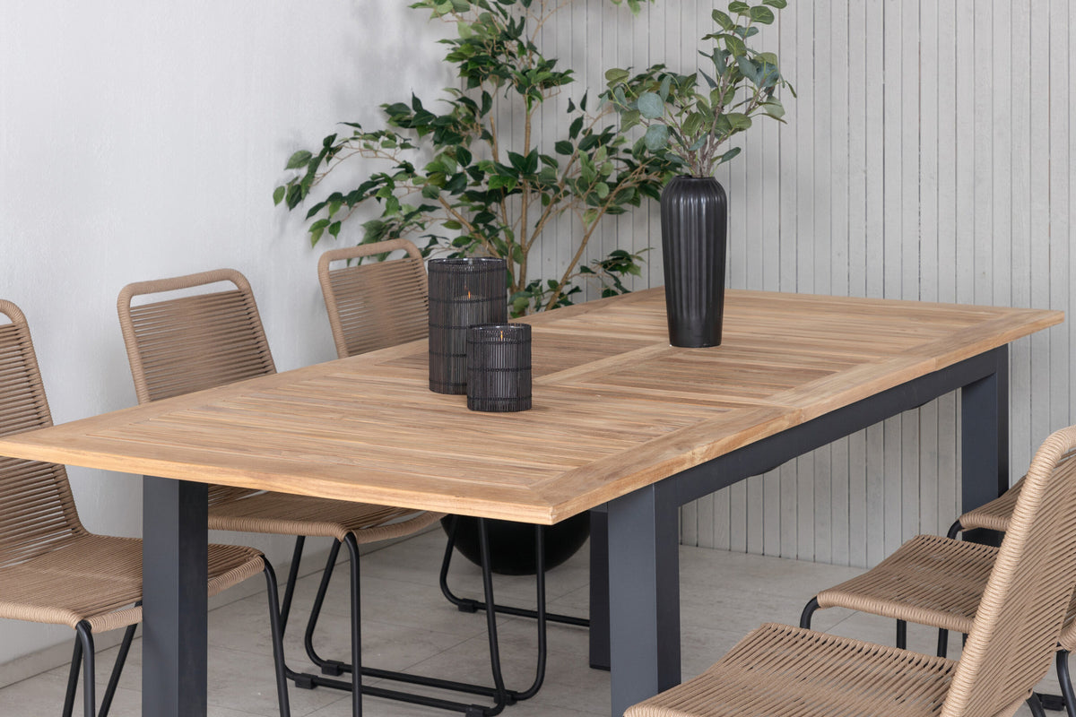 Panama Outdoor-Tischset + Lindos 152cm/6St. in Schwarz Braun präsentiert im Onlineshop von KAQTU Design AG. Gartentischset ist von Venture Home
