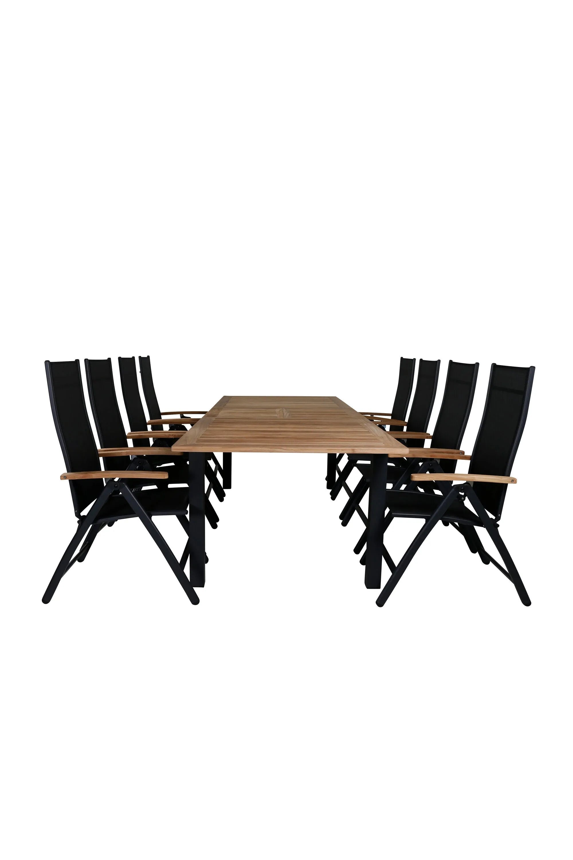Elegantes, ausziehbares Panama Gartentischset aus Teakholz von Venture Home, ideal für stilvolle Sommerabende im Freien.