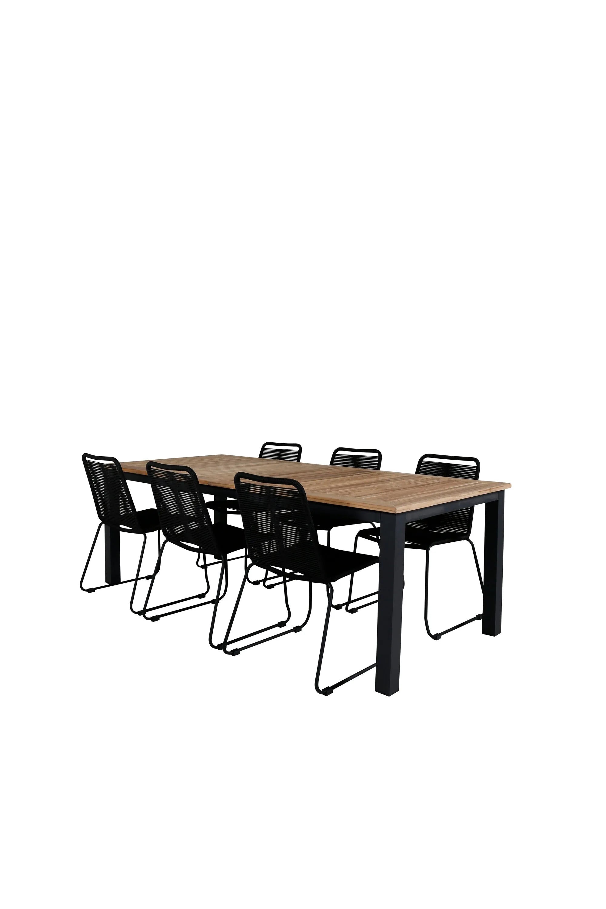 Elegantes Panama Gartentischset Lindos, 6-teilig, ausziehbar, robust und ideal für moderne Außenbereiche und gesellige Runden.