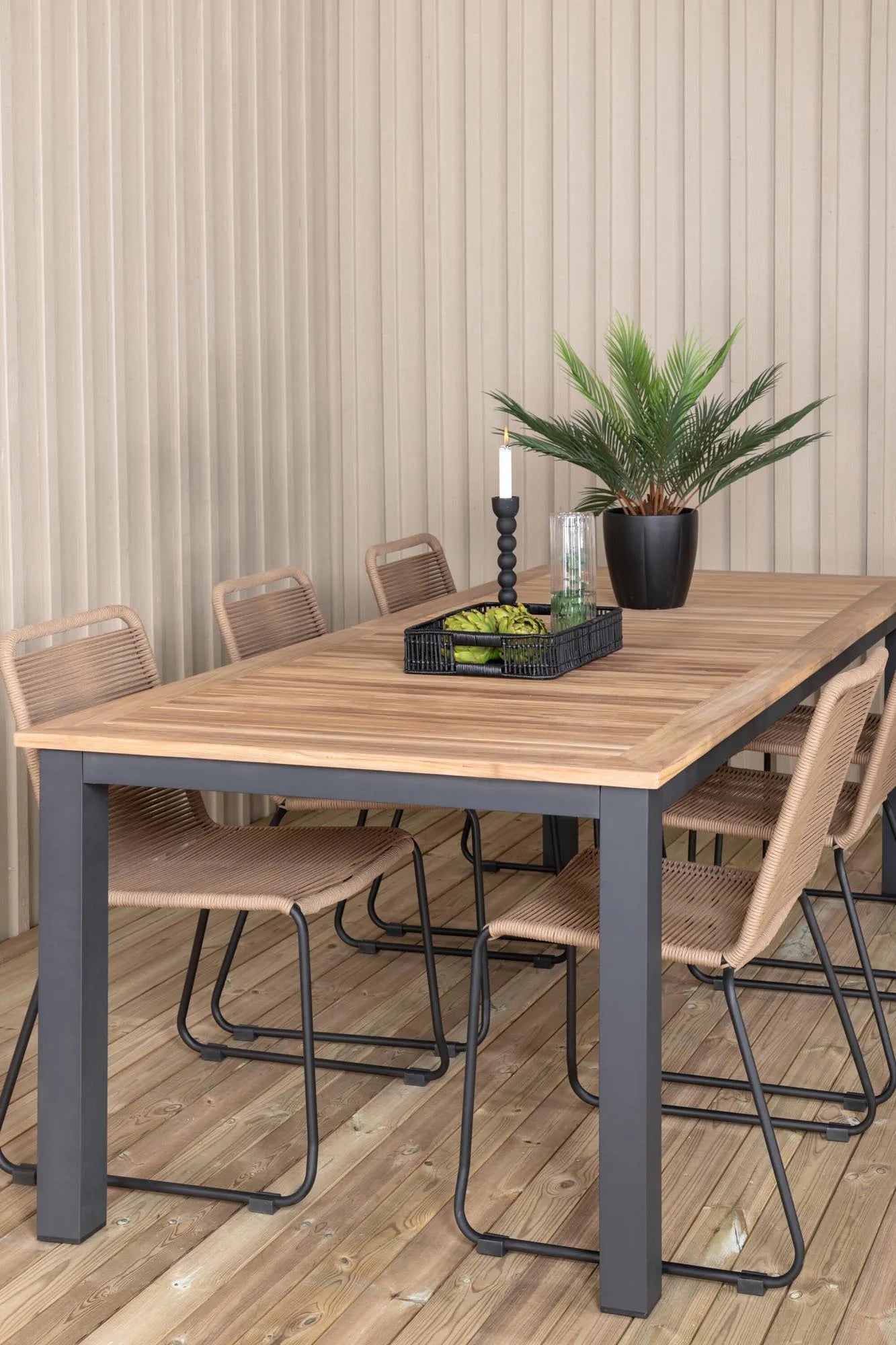 Elegantes Panama Gartentischset Lindos von Venture Home, ausziehbar, 6-teilig, ideal für stilvolle Outdoor-Momente.