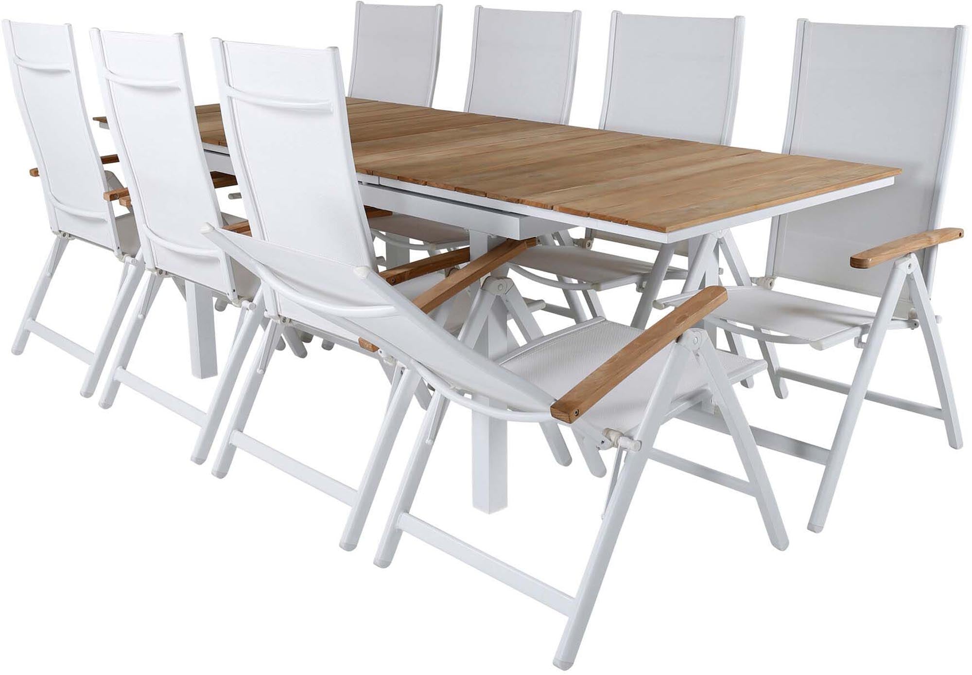 Mexiko Outdoor-Tischset ausziehbar + Panama 160cm/8St. in Weiss präsentiert im Onlineshop von KAQTU Design AG. Gartentischset ist von Venture Home