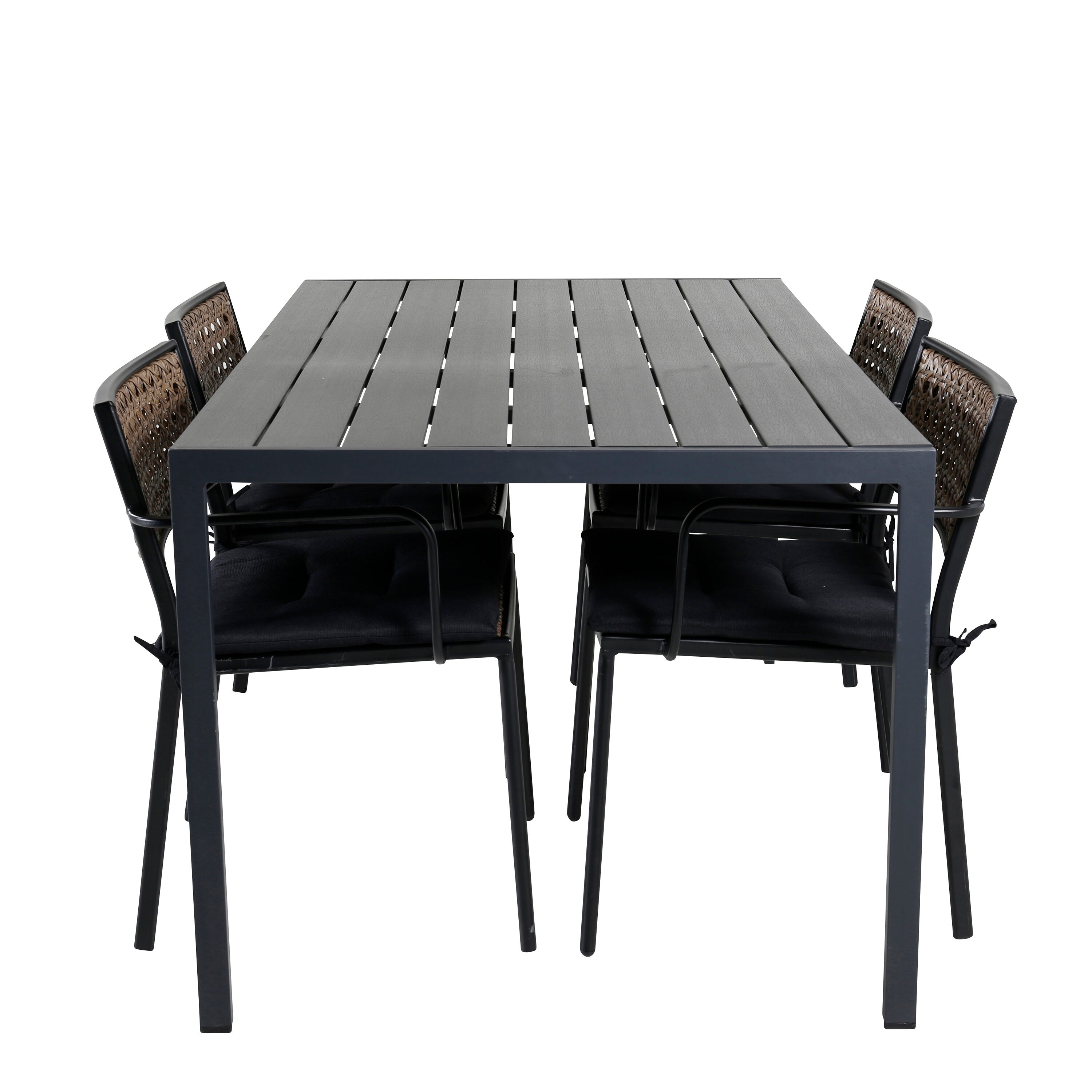 Break Outdoor-Tischset + Paola 150cm/4St. in Schwarz, Natur präsentiert im Onlineshop von KAQTU Design AG. Gartentischset ist von Venture Home