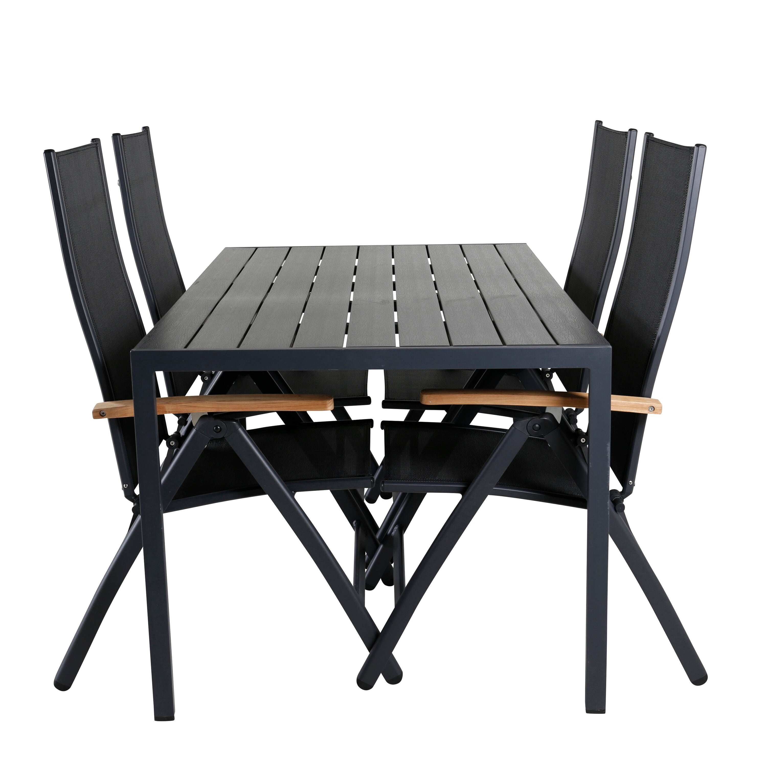 Break Outdoor-Tischset + Panama 150cm/4St. in Schwarz präsentiert im Onlineshop von KAQTU Design AG. Gartentischset ist von Venture Home