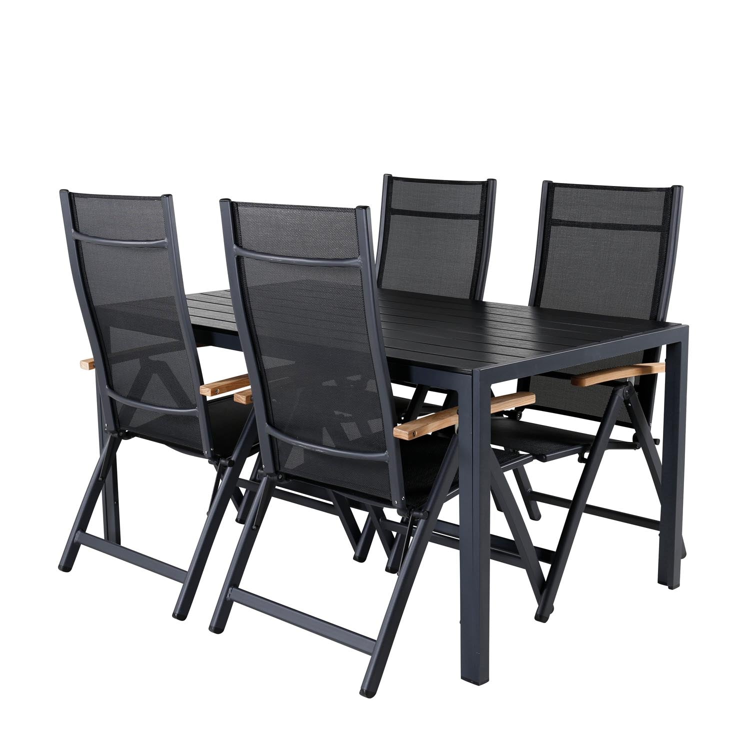 Break Outdoor-Tischset + Panama 150cm/4St. in Schwarz präsentiert im Onlineshop von KAQTU Design AG. Gartentischset ist von Venture Home
