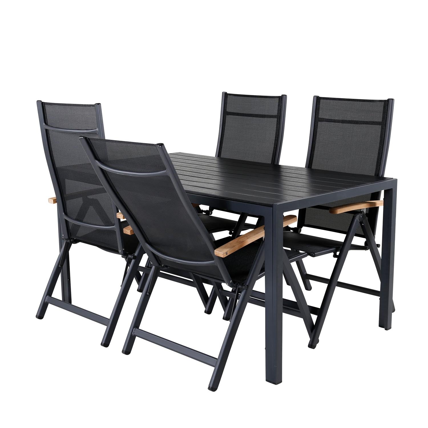 Break Outdoor-Tischset + Panama 150cm/4St. in Schwarz präsentiert im Onlineshop von KAQTU Design AG. Gartentischset ist von Venture Home