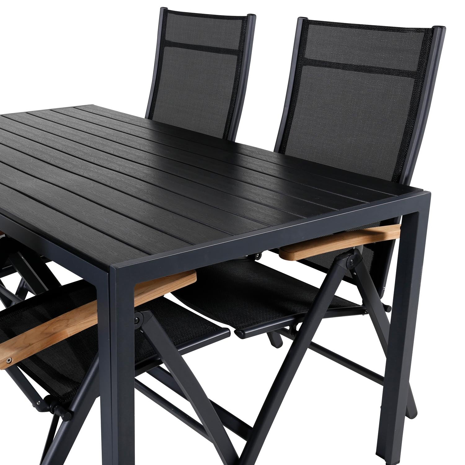 Break Outdoor-Tischset + Panama 150cm/4St. in Schwarz präsentiert im Onlineshop von KAQTU Design AG. Gartentischset ist von Venture Home