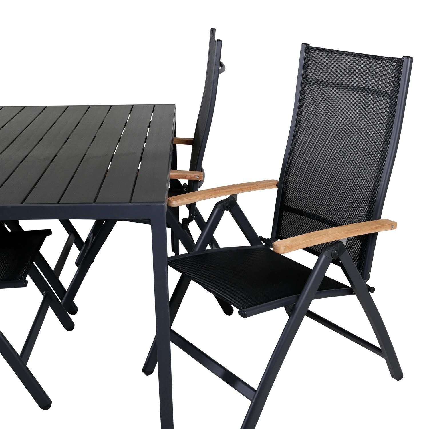 Break Outdoor-Tischset + Panama 150cm/4St. in Schwarz präsentiert im Onlineshop von KAQTU Design AG. Gartentischset ist von Venture Home