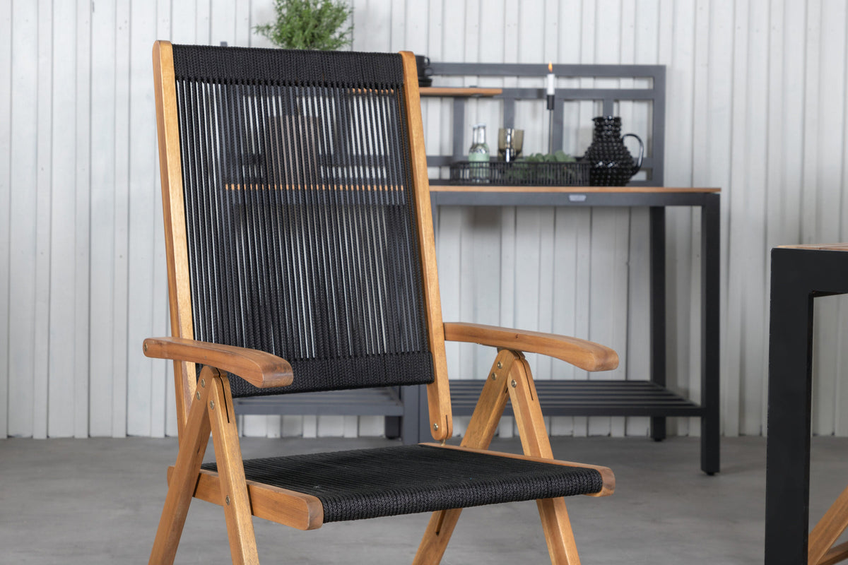 Bois Outdoor-Tischset + Litte John 205cm/6St. in Schwarz, Natur präsentiert im Onlineshop von KAQTU Design AG. Gartentischset ist von Venture Home