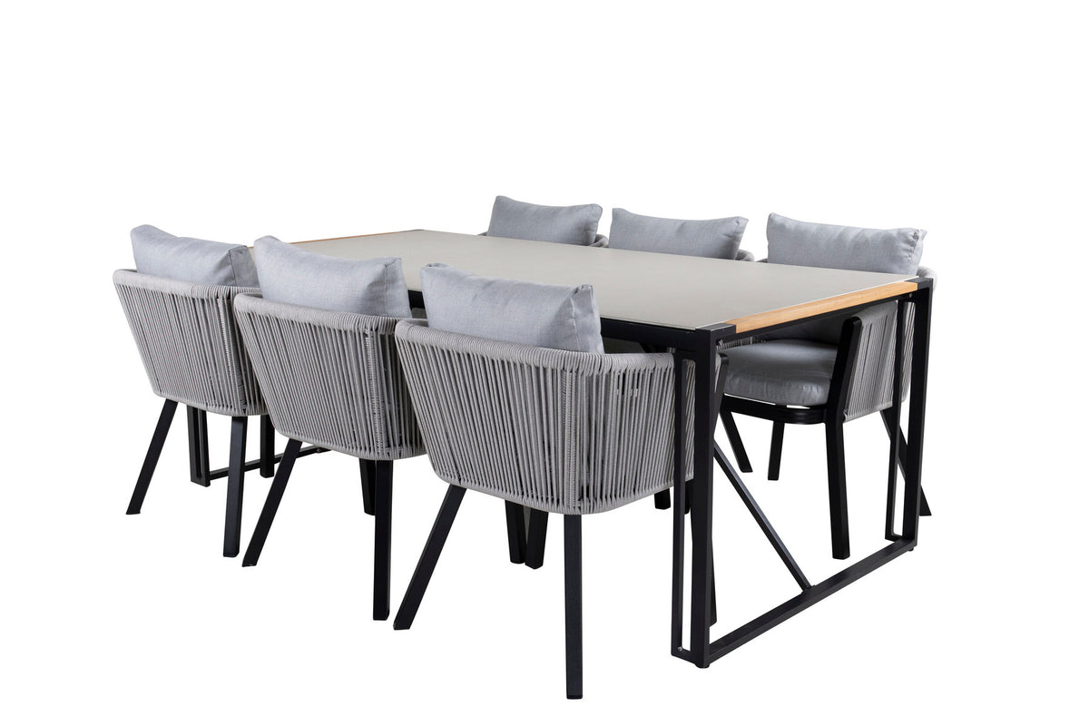 Texas Outdoor-Tischset + Virya 200cm/6St. in Schwarzgrau präsentiert im Onlineshop von KAQTU Design AG. Gartentischset ist von Venture Home