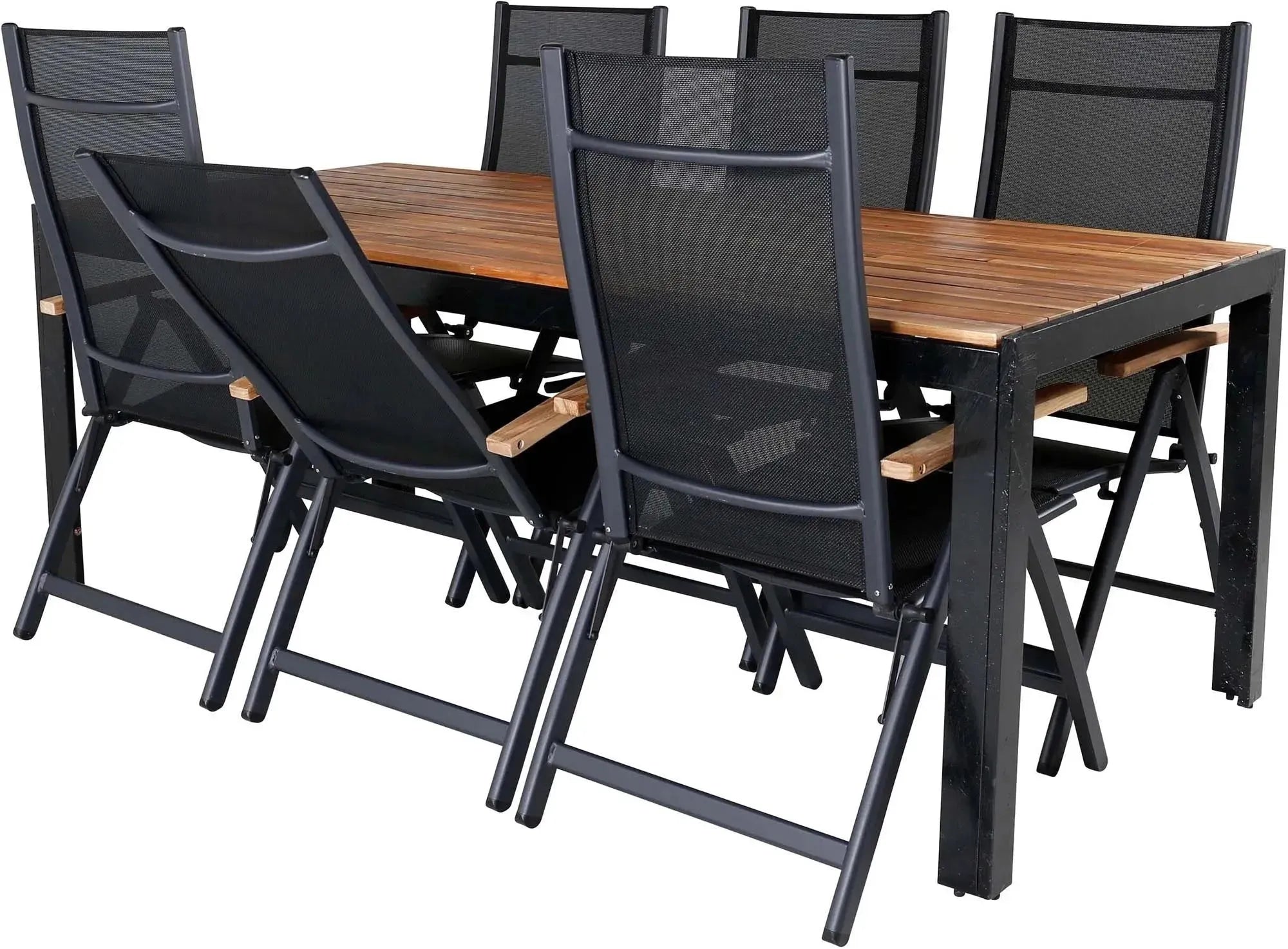 Elegantes Bois Tischset für 6: Perfekt für stilvolle Outdoor-Dinner.