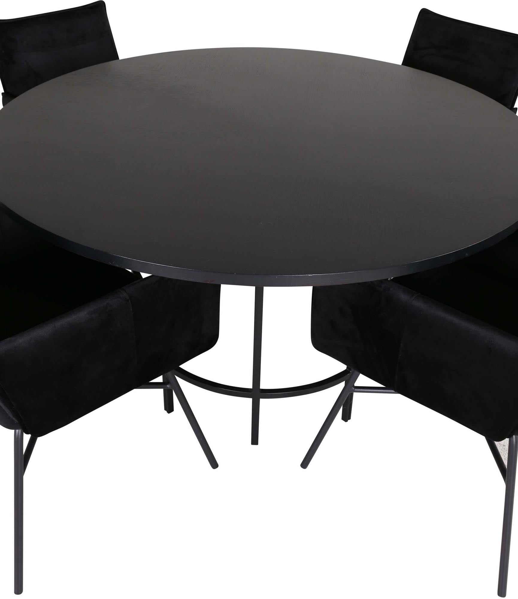 Esszimmerset Copenhagen + Petra ⌀140cm/4St. in Schwarz präsentiert im Onlineshop von KAQTU Design AG. Esszimmerset ist von Venture Home