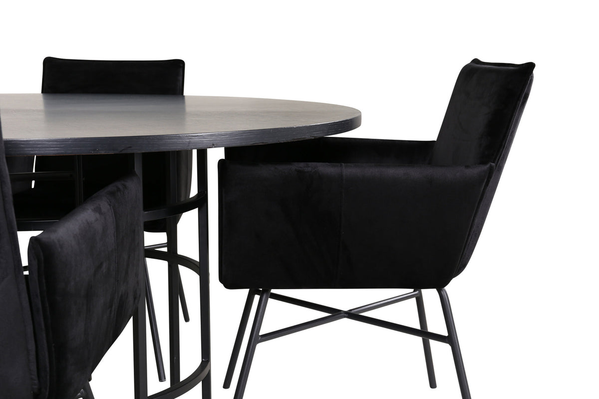 Esszimmerset Copenhagen + Petra ⌀140cm/4St. in Schwarz präsentiert im Onlineshop von KAQTU Design AG. Esszimmerset ist von Venture Home