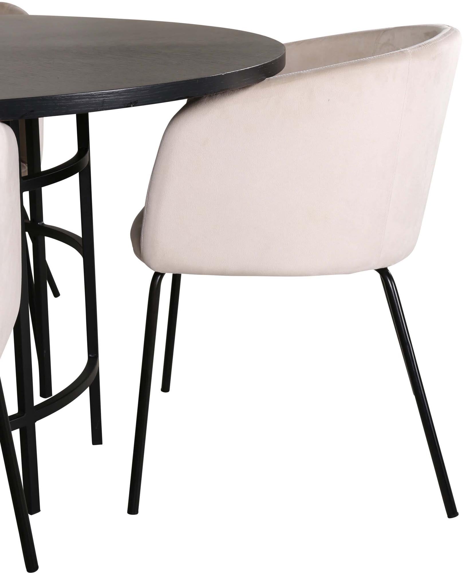 Esszimmerset Copenhagen + Berit ⌀140cm/4St. in Beige, Schwarz präsentiert im Onlineshop von KAQTU Design AG. Esszimmerset ist von Venture Home
