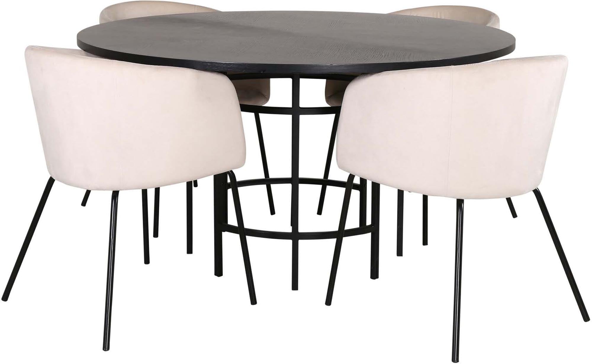 Esszimmerset Copenhagen + Berit ⌀140cm/4St. in Beige, Schwarz präsentiert im Onlineshop von KAQTU Design AG. Esszimmerset ist von Venture Home