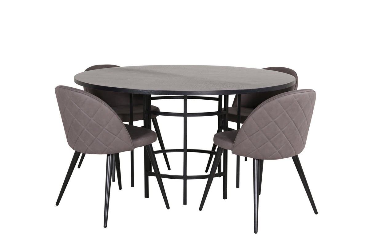 Esszimmerset Copenhagen + Velvet ⌀140cm/4St. in Schwarzgrau präsentiert im Onlineshop von KAQTU Design AG. Esszimmerset ist von Venture Home