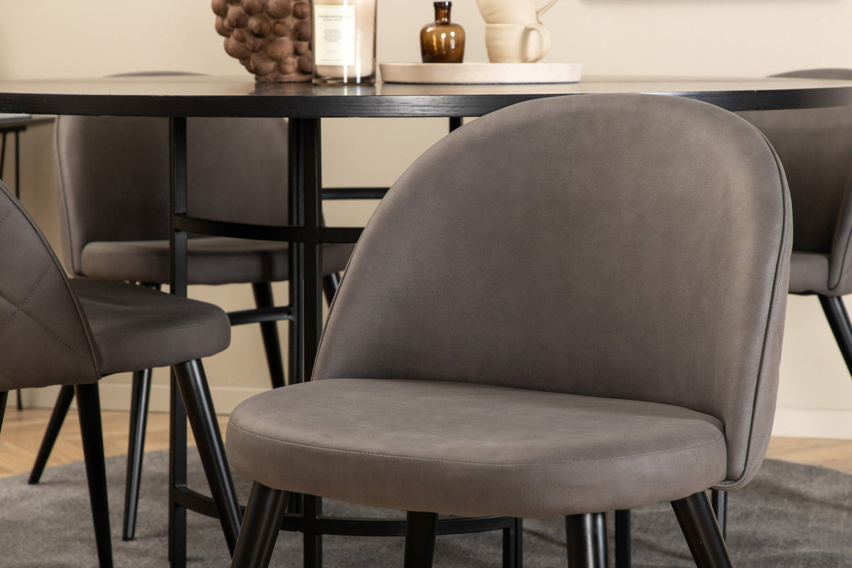 Esszimmerset Copenhagen + Velvet ⌀140cm/4St. in Schwarzgrau präsentiert im Onlineshop von KAQTU Design AG. Esszimmerset ist von Venture Home