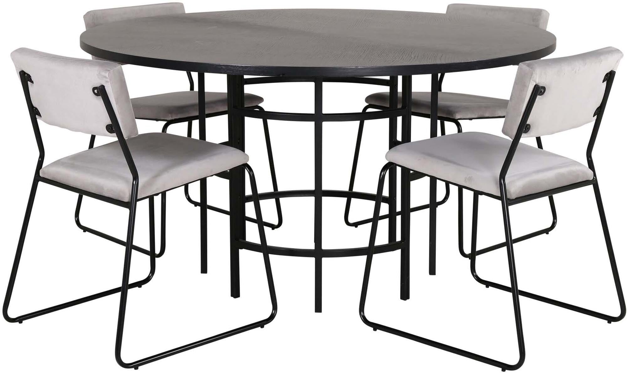 Esszimmerset Copenhagen + Kenth ⌀140cm/4St. in Schwarz / Hellgrau präsentiert im Onlineshop von KAQTU Design AG. Esszimmerset ist von Venture Home