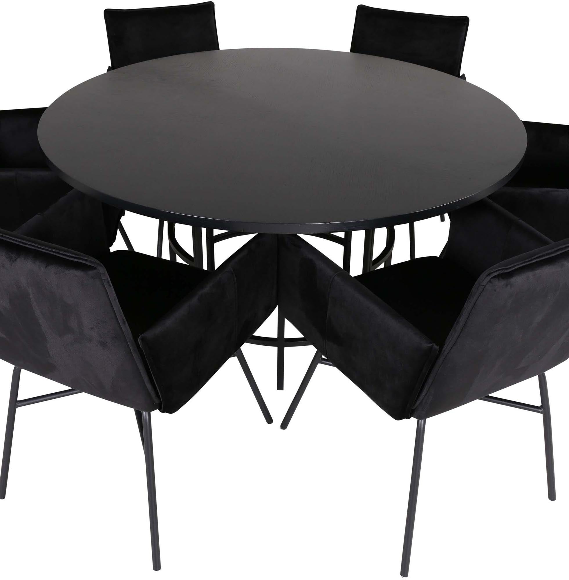 Esszimmerset Copenhagen + Petra ⌀140cm/6St. in Schwarz präsentiert im Onlineshop von KAQTU Design AG. Esszimmerset ist von Venture Home