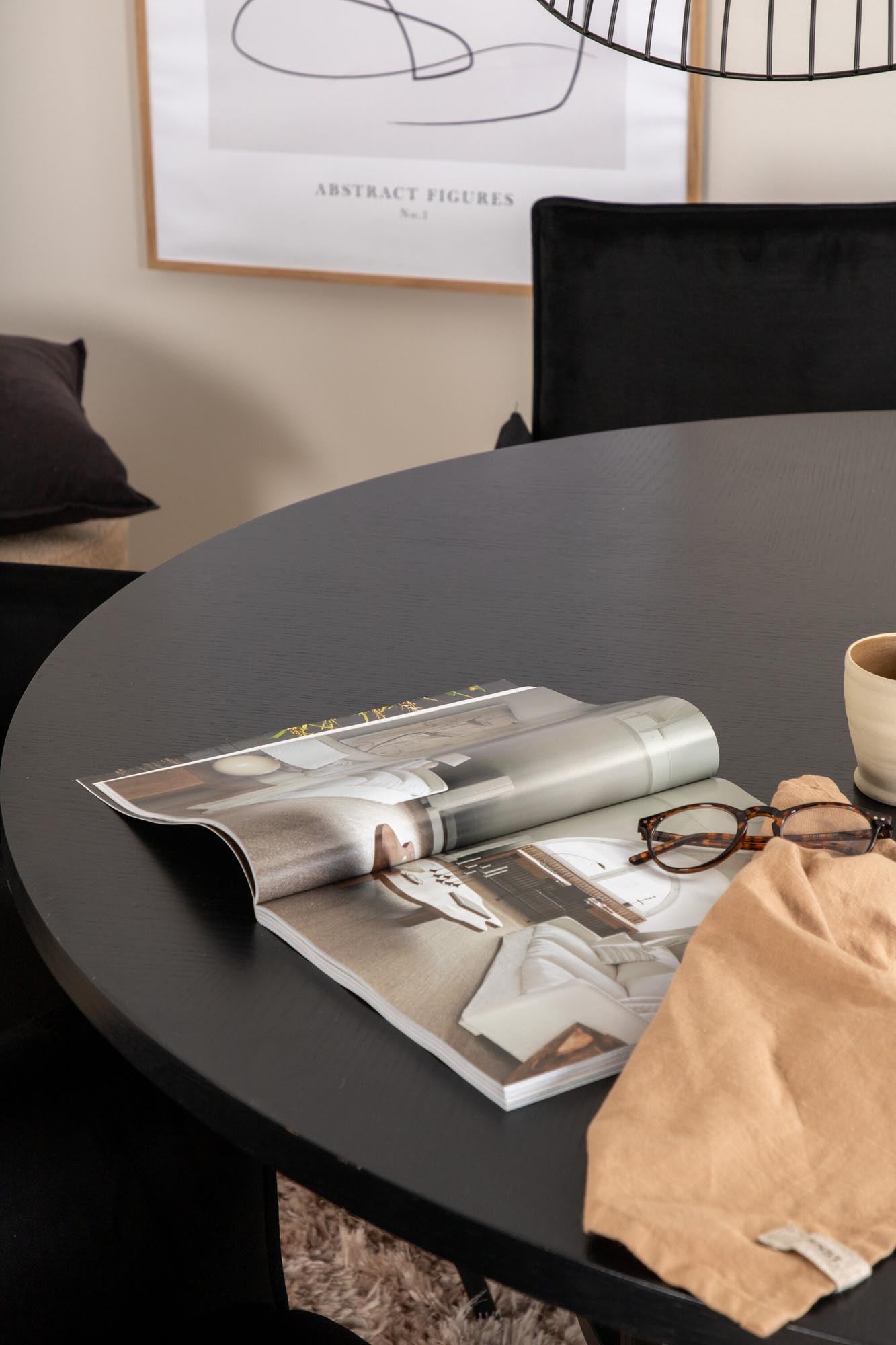 Esszimmerset Copenhagen + Petra ⌀140cm/6St. in Schwarz präsentiert im Onlineshop von KAQTU Design AG. Esszimmerset ist von Venture Home
