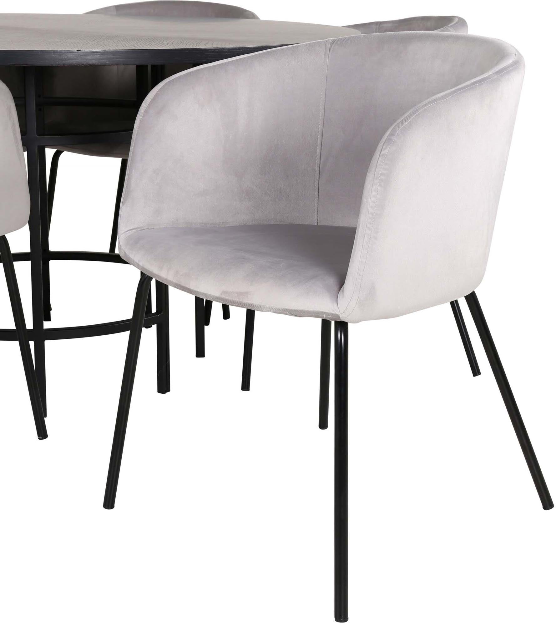 Esszimmerset Copenhagen + Berit ⌀140cm/6St. in Schwarzgrau präsentiert im Onlineshop von KAQTU Design AG. Esszimmerset ist von Venture Home