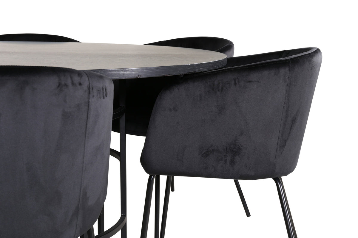 Esszimmerset Copenhagen + Berit ⌀140cm/6St. in Schwarz präsentiert im Onlineshop von KAQTU Design AG. Esszimmerset ist von Venture Home
