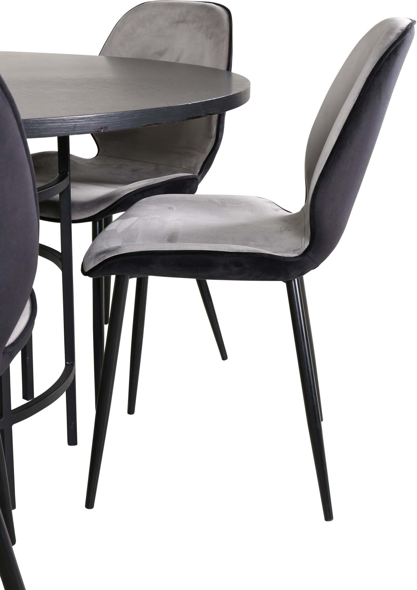 Esszimmerset Copenhagen + Emma ⌀140cm/6St. in Schwarz, Hellgrau präsentiert im Onlineshop von KAQTU Design AG. Esszimmerset ist von Venture Home
