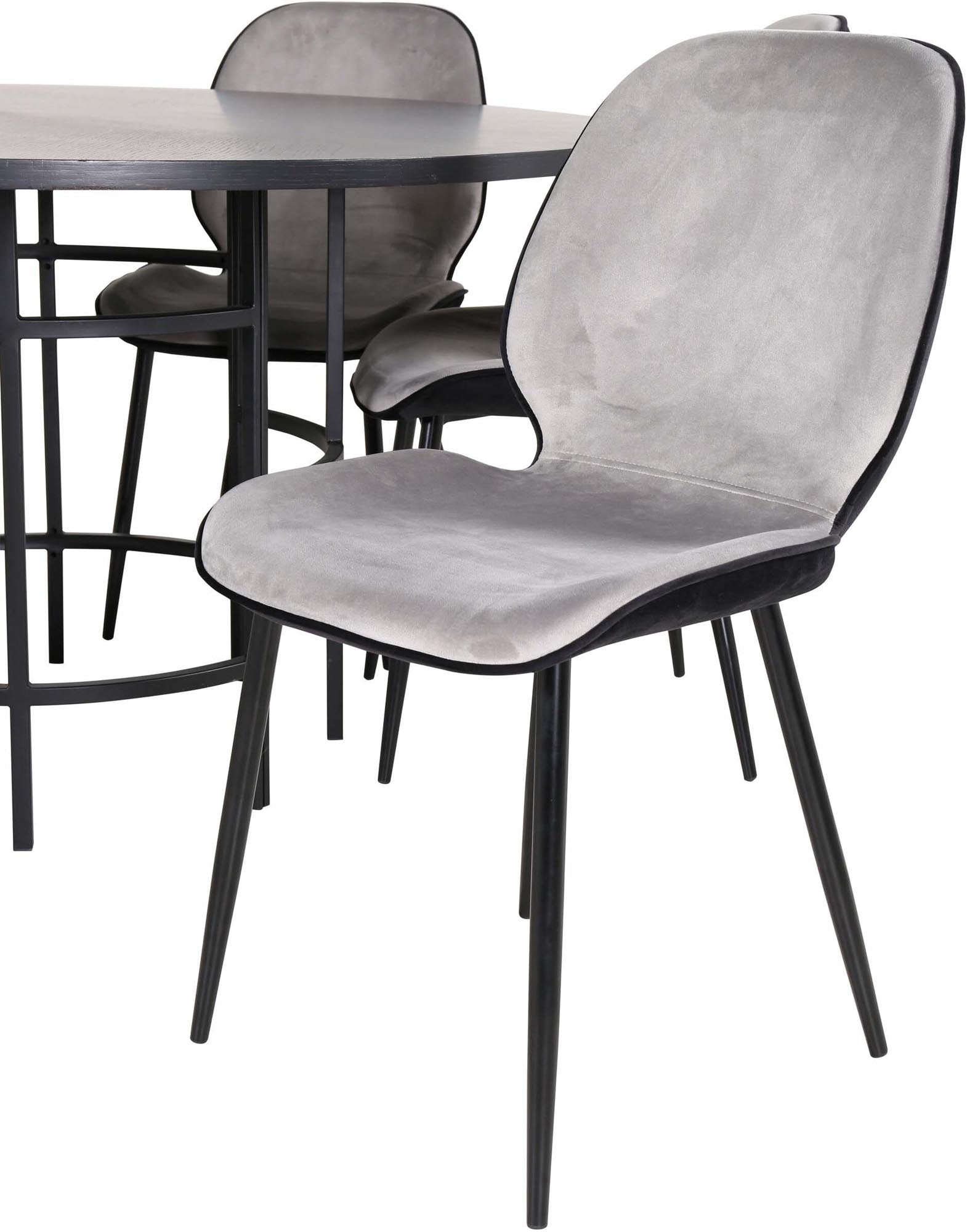 Esszimmerset Copenhagen + Emma ⌀140cm/6St. in Schwarz, Hellgrau präsentiert im Onlineshop von KAQTU Design AG. Esszimmerset ist von Venture Home