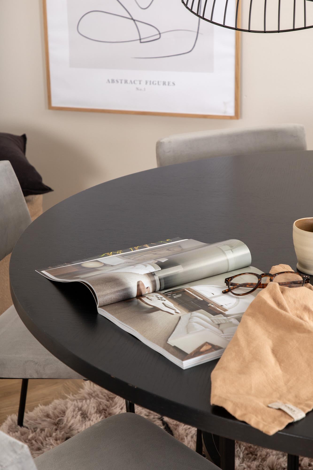 Esszimmerset Copenhagen + Kenth ⌀140cm/6St. in Schwarz präsentiert im Onlineshop von KAQTU Design AG. Esszimmerset ist von Venture Home