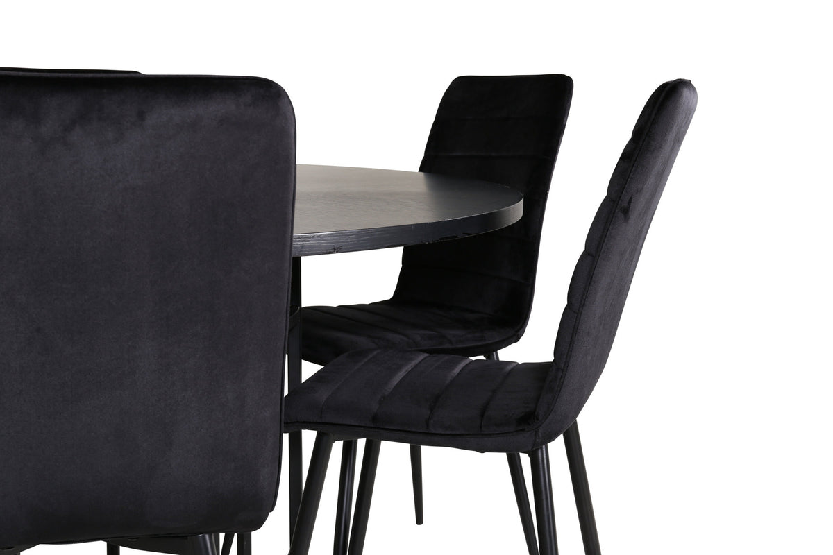 Esszimmerset Copenhagen + Windu ⌀140cm/6St. in Schwarz präsentiert im Onlineshop von KAQTU Design AG. Esszimmerset ist von Venture Home