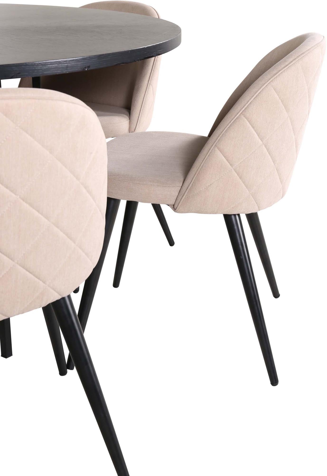 Esszimmerset Copenhagen + Velvet ⌀140cm/6St. in Schwarz / Beige dunkel präsentiert im Onlineshop von KAQTU Design AG. Esszimmerset ist von Venture Home