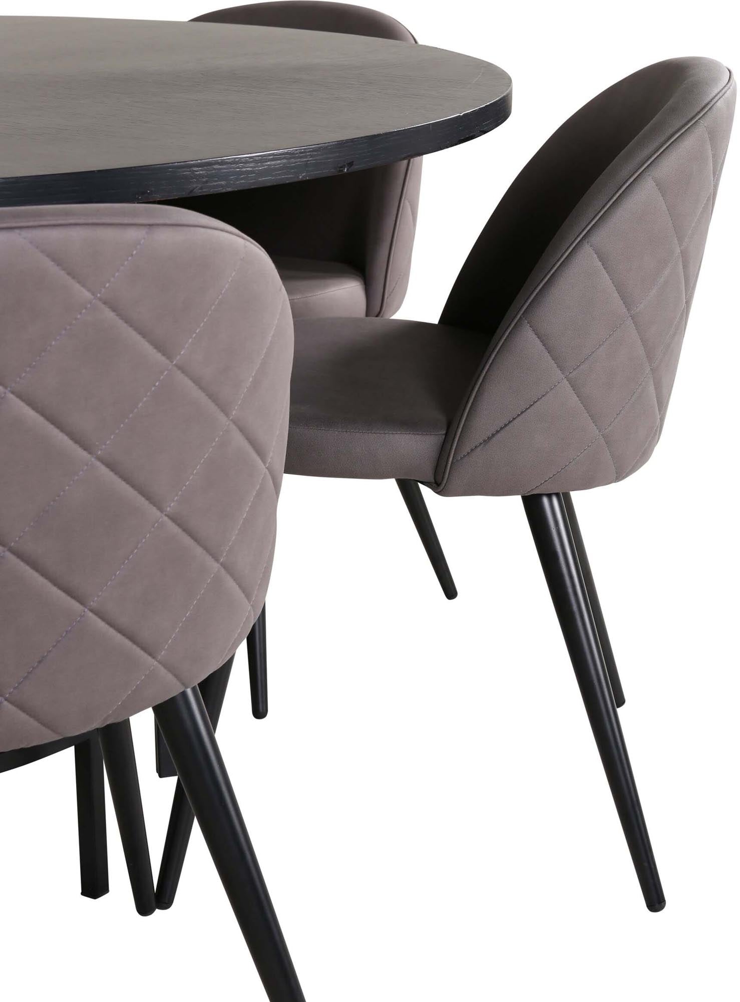 Esszimmerset Copenhagen + Velvet ⌀140cm/6St. in Grau / Schwarz präsentiert im Onlineshop von KAQTU Design AG. Esszimmerset ist von Venture Home