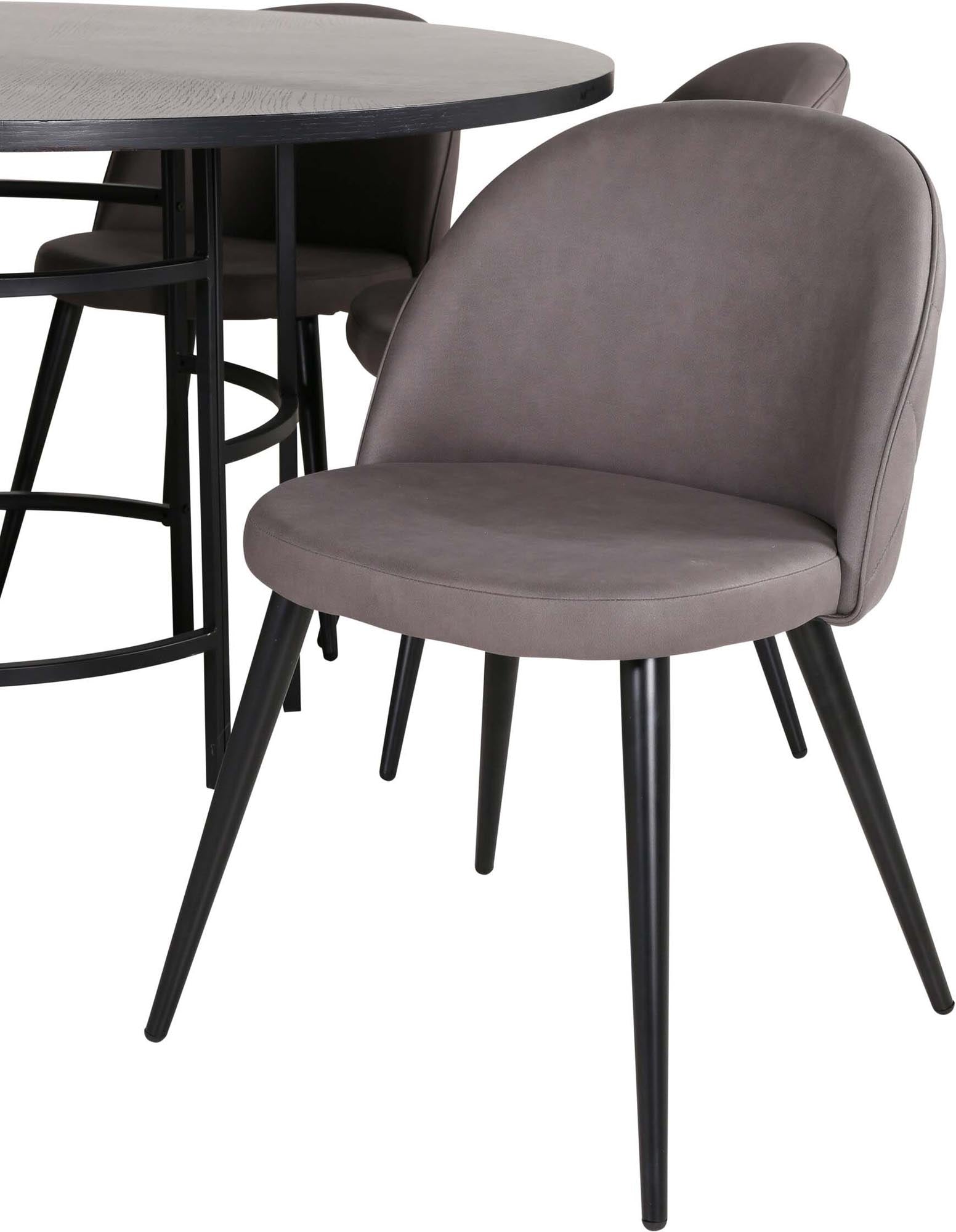 Esszimmerset Copenhagen + Velvet ⌀140cm/6St. in Grau / Schwarz präsentiert im Onlineshop von KAQTU Design AG. Esszimmerset ist von Venture Home