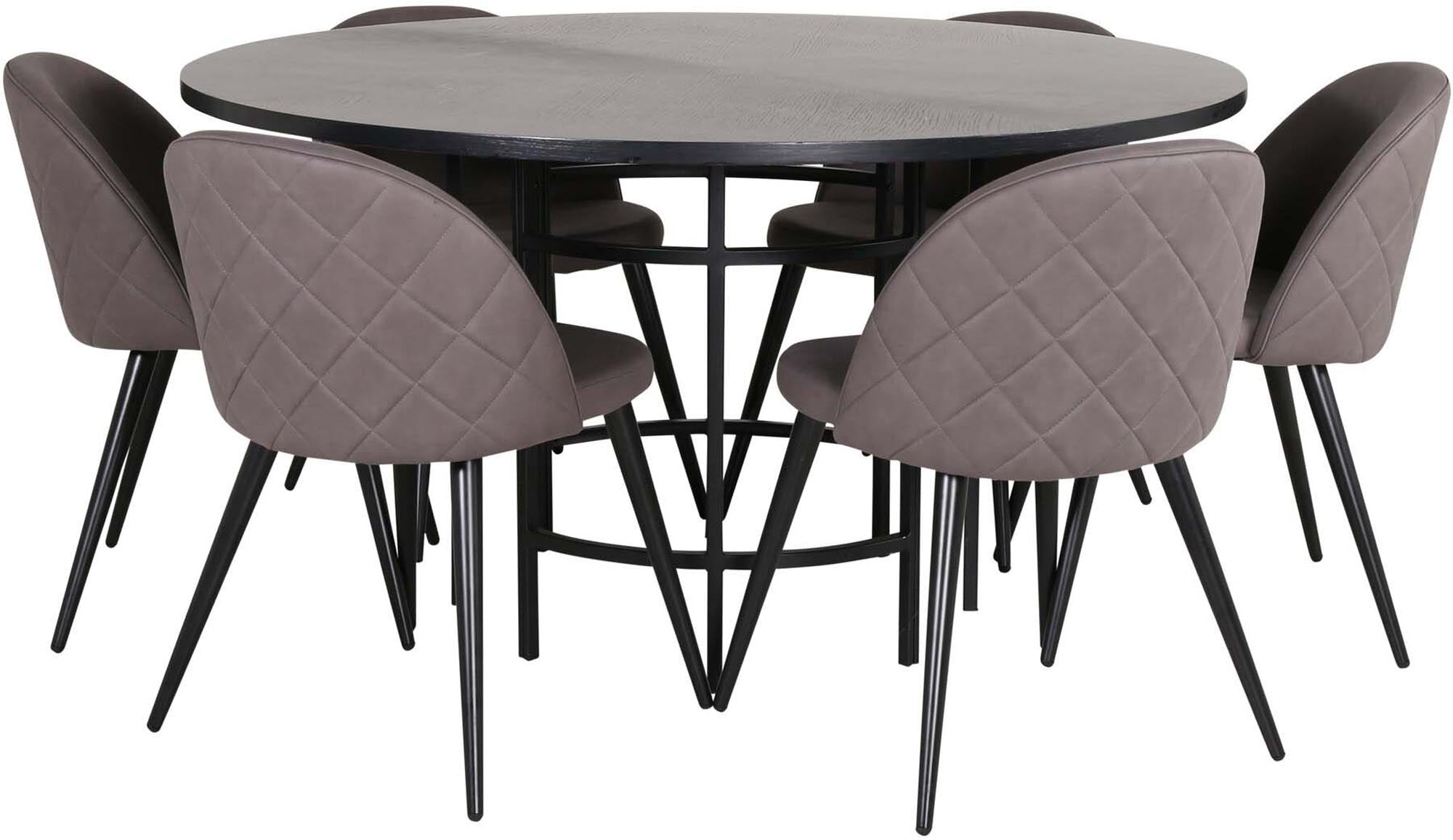 Esszimmerset Copenhagen + Velvet ⌀140cm/6St. in Grau / Schwarz präsentiert im Onlineshop von KAQTU Design AG. Esszimmerset ist von Venture Home