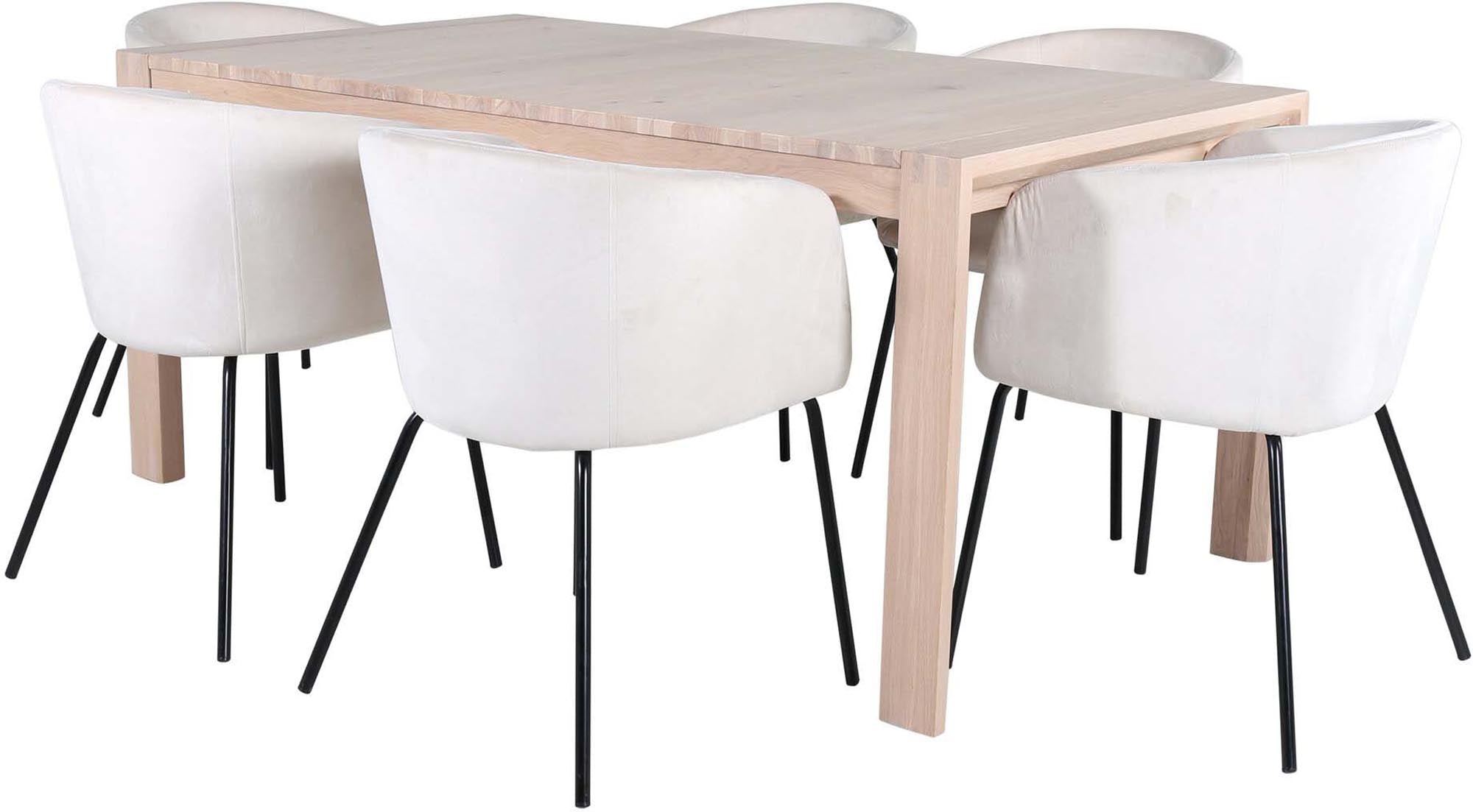 Slider Esszimmerset ausziehbar + Berit 170cm/6St. in Beige, Schwarz präsentiert im Onlineshop von KAQTU Design AG. Esszimmerset ist von Venture Home