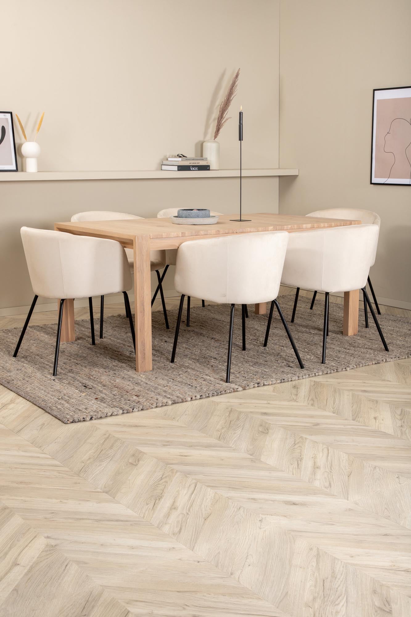 Slider Esszimmerset ausziehbar + Berit 170cm/6St. in Beige, Schwarz präsentiert im Onlineshop von KAQTU Design AG. Esszimmerset ist von Venture Home