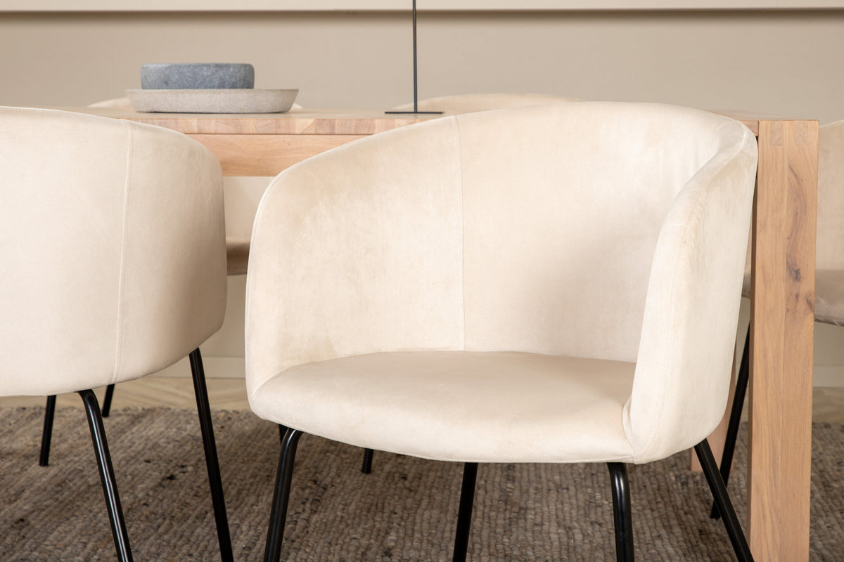 Slider Esszimmerset ausziehbar + Berit 170cm/6St. in Beige, Schwarz präsentiert im Onlineshop von KAQTU Design AG. Esszimmerset ist von Venture Home