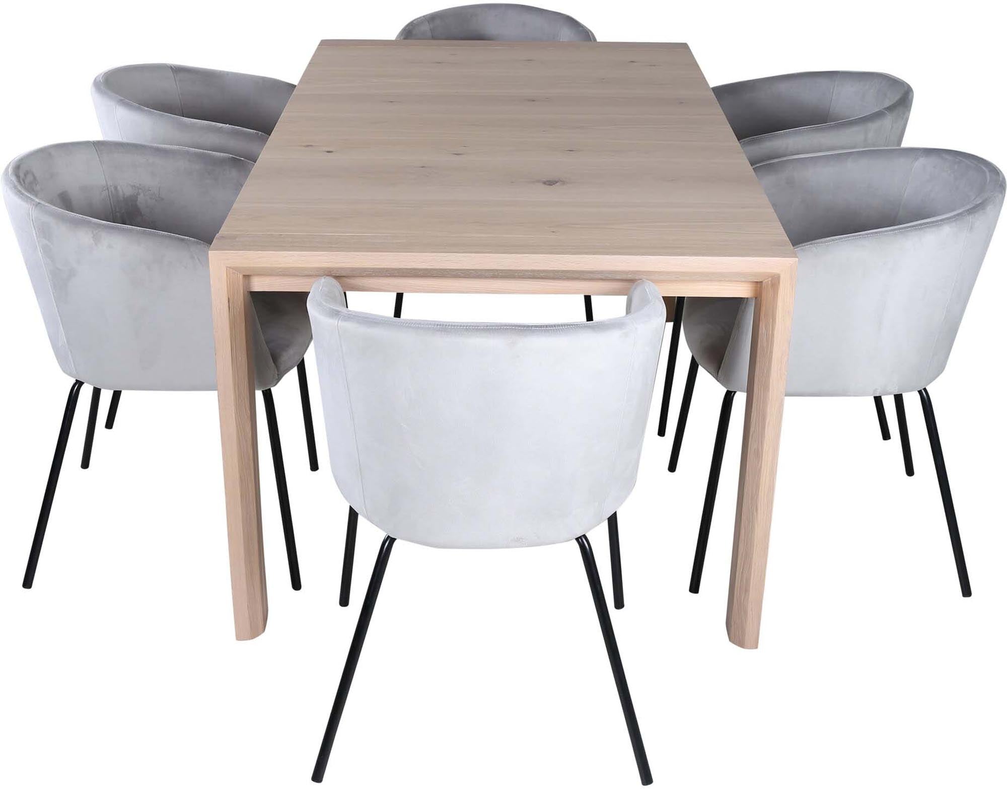 Slider Esszimmerset ausziehbar + Berit 170cm/6St. in Schwarzgrau präsentiert im Onlineshop von KAQTU Design AG. Esszimmerset ist von Venture Home