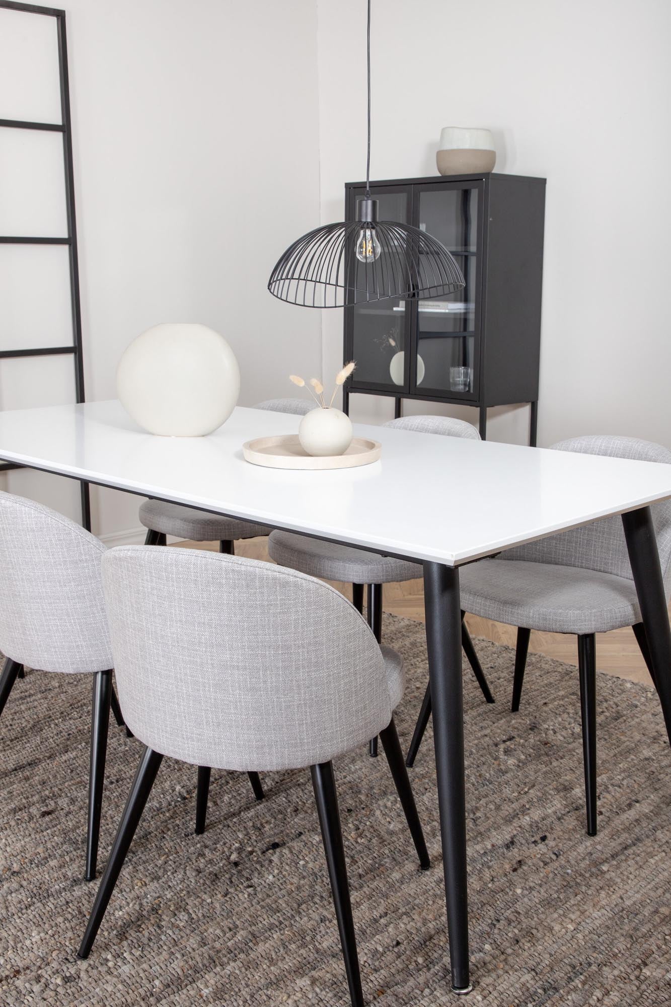 Jimmy Esszimmerset + Velvet 195cm/6St. in Schwarz / Hellgrau präsentiert im Onlineshop von KAQTU Design AG. Esszimmerset ist von Venture Home