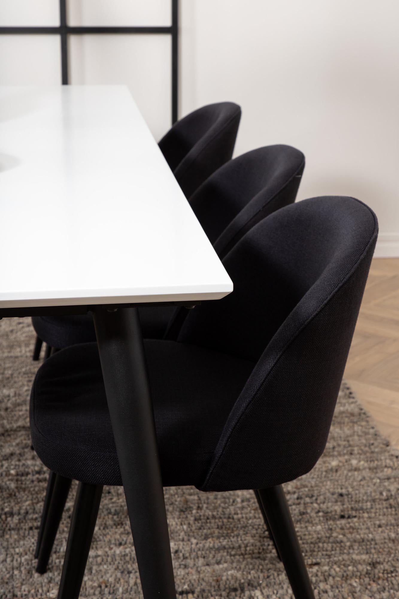 Jimmy Esszimmerset + Velvet 195cm/6St. in Schwarz präsentiert im Onlineshop von KAQTU Design AG. Esszimmerset ist von Venture Home